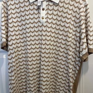 Paisley & Gray Tan and White Chevron Polo